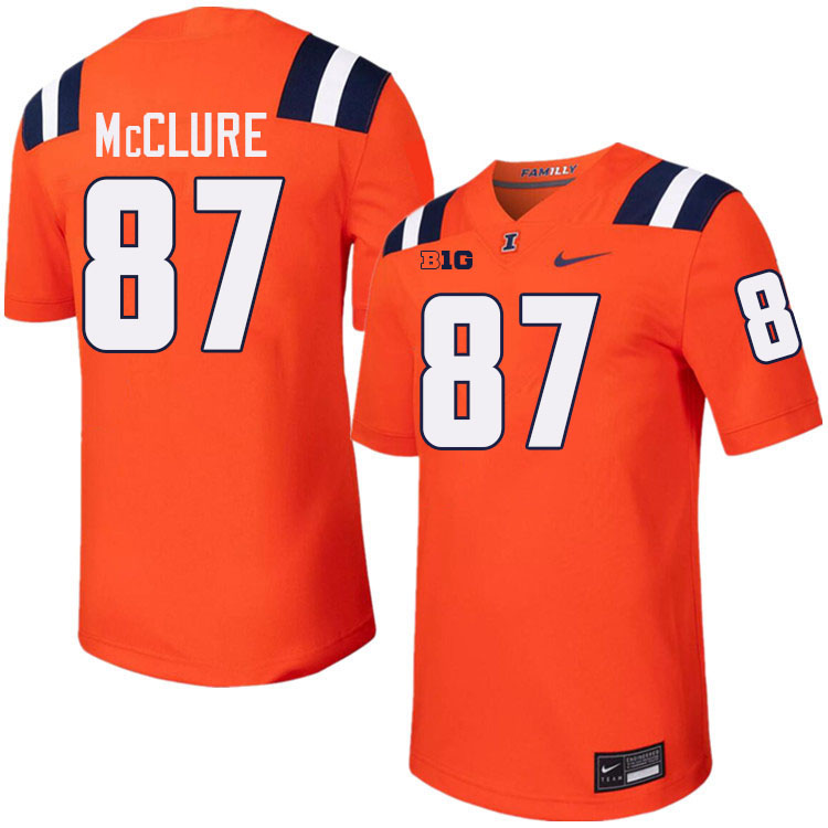 Men #87 Tyler McClure Illinois Fighting Illini College Football Jerseys Stitched-Orange